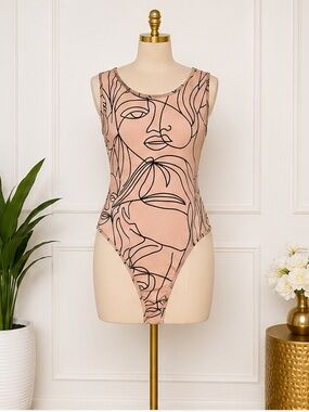Women's Abstract Line-Art One-Piece tank